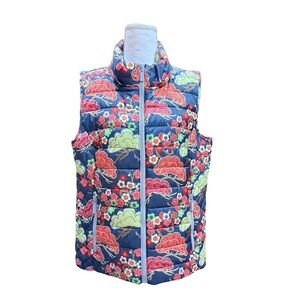 Nikki Jones Montreal Women’s Floral Puffer Vest Size Medium Zip Up